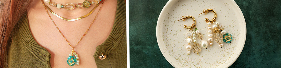 Perles acryliques avec d&eacute;tails dor&eacute;s !