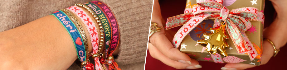 Grelots en m&eacute;tal et ruban BY31&reg; avec texte